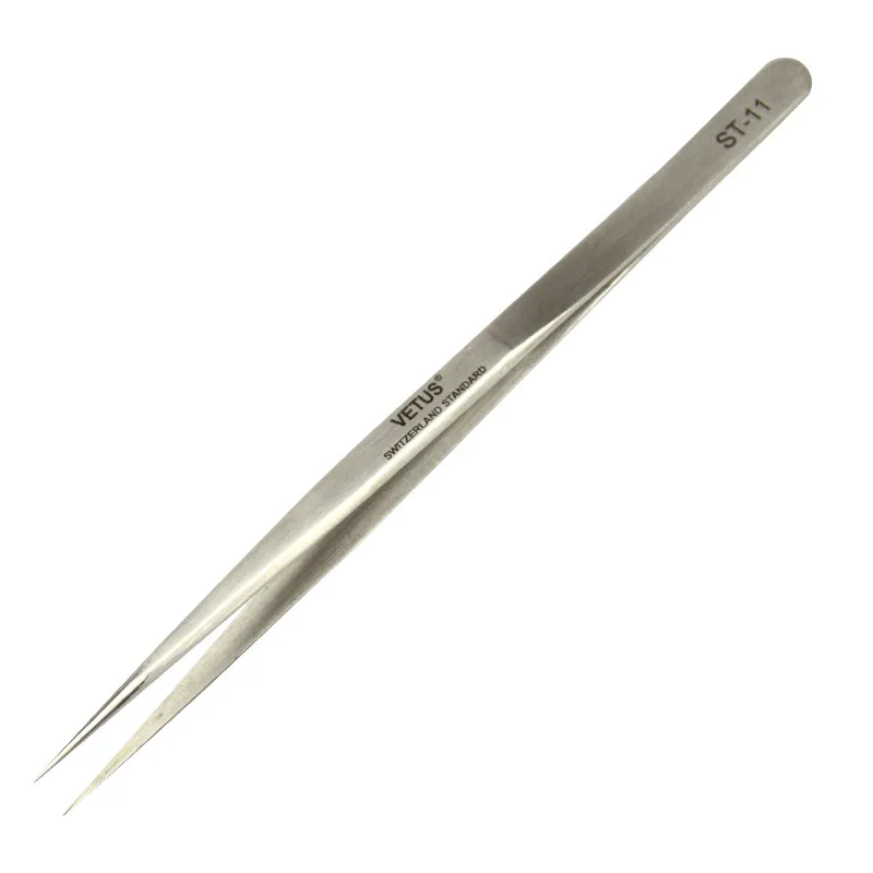 50PCS Vetus ST 11 Stainless Steel Precision Straight Tweezersin