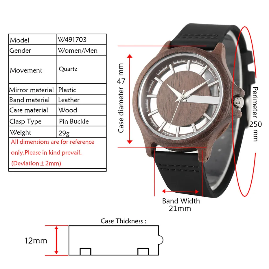 Прозрачный полый циферблат Кофе/коричневый/черный деревянные часы кварцевые часы из натуральной кожи ремешок Творческий Для мужчин, мужские часы