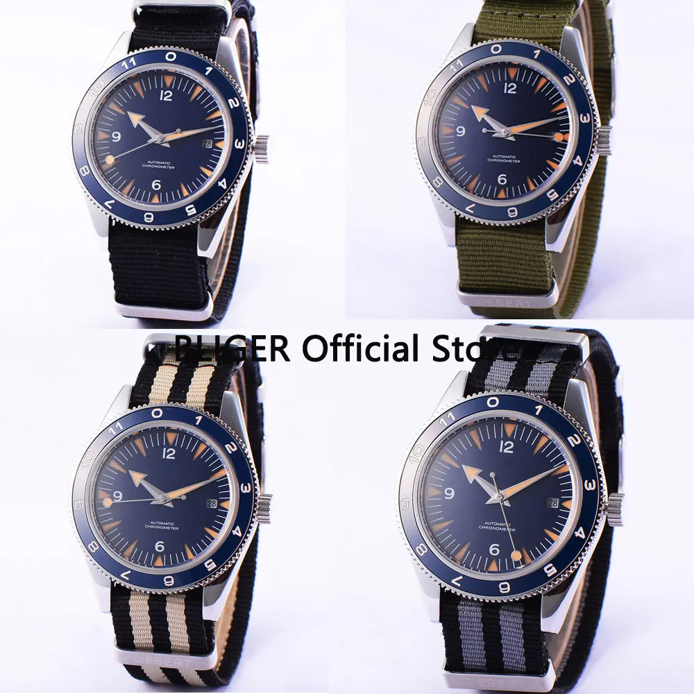 

Sapphire Crystal 41mm Blue Sterile Dial Military Ceramic Rotating Bezel 21 Jewels Miyota 821A Automatic Movement Men's Watch