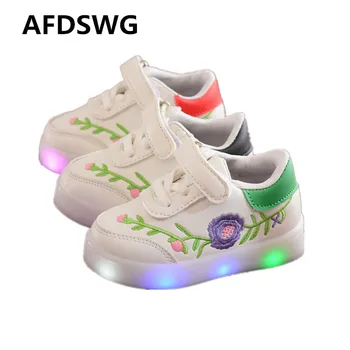 

AFDSWG spring and autumn fashion LED shiny boy shoes black red princess shoes fashion girls children shoes glowing sneakers