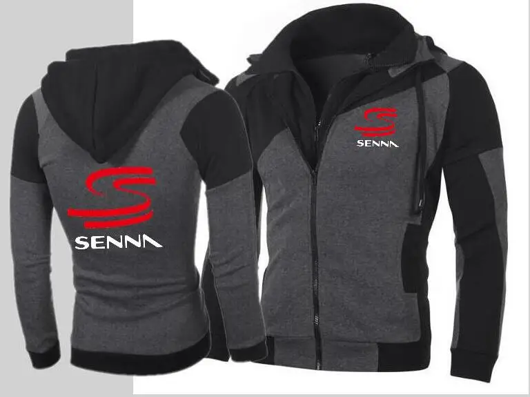 

Fashion men's new SENNA hoodie personality color double zipper hooded cardigan Slim motorcycle motorcycle jacket sweatshirt