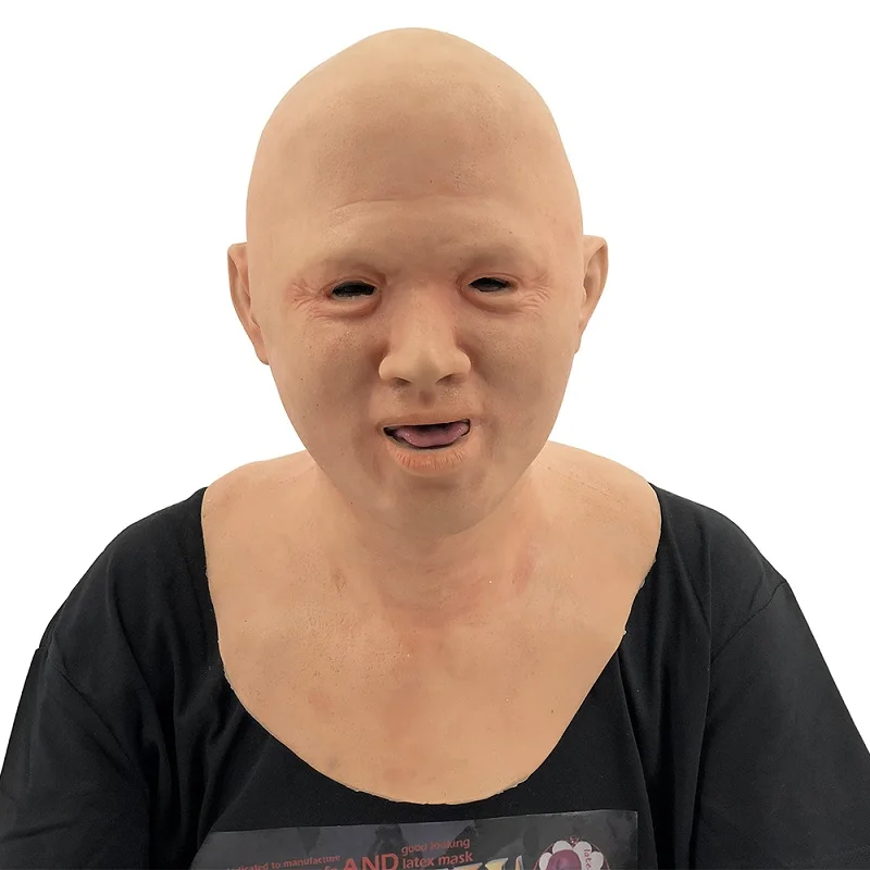 

Fancy Dress Costume Terrifyingly Realistic Crossdresser Costumes Like Baby Moving Mouth Silicone Bald Old Man Mask