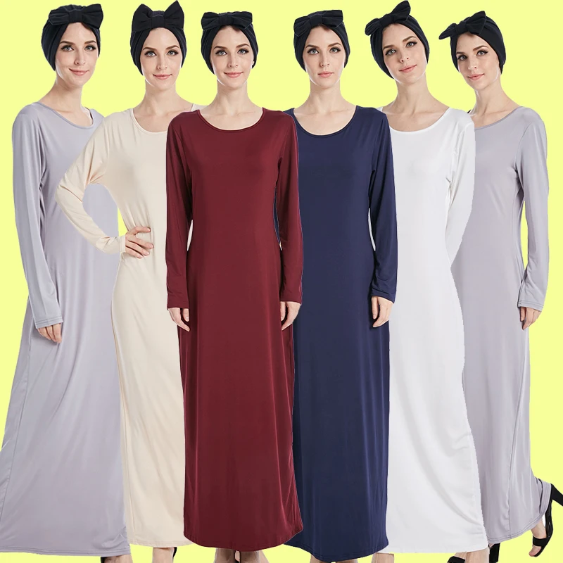 Повседневное длинное платье Abaya для мусульманских женщин базовое Макси-Платье на