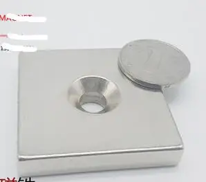 

NdFeB Fix Magnet 50x50x10 mm with M8 Screw Countersunk Hole Holding and Lifting Block Neodymium Rare Earth Permanent Magnet