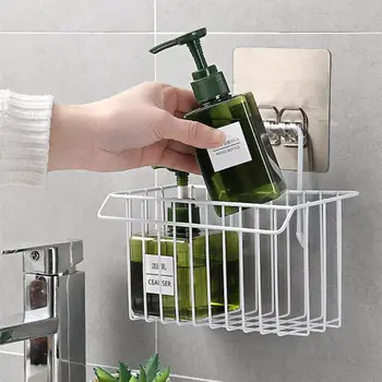 

Wall Mounted Adhesive Sponge Duster Cloth Draining Rack Holder Kitchen Bathroom Storage Organizer Basket