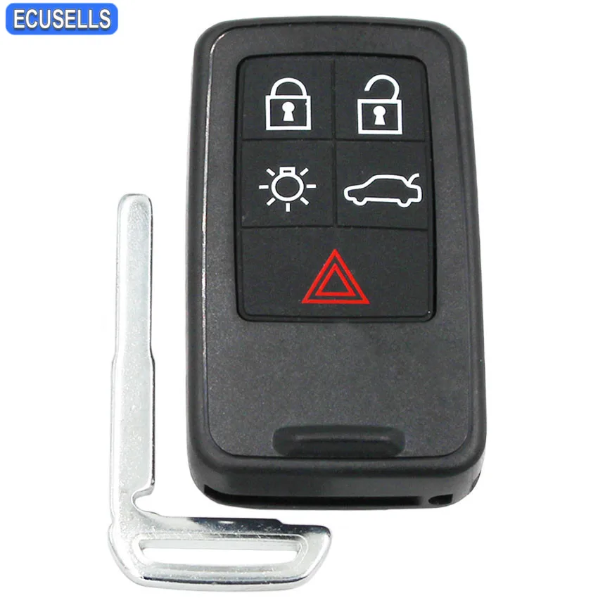 

4+1 Button Smart Remote Key Shell Housing Fob 5 Button Car Key Case Cover for Volvo S60 S80 V60 XC60 XC70 with Uncut Blade