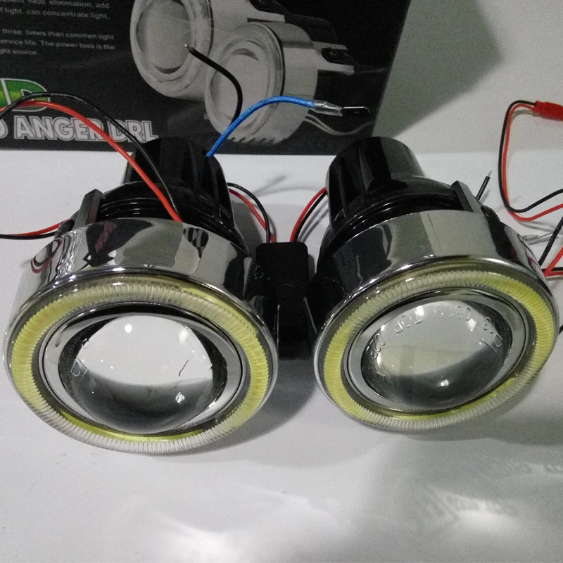 Car Fog Projector Lens with Halogen Bulb CCFL Angel Eye 2pcs Masks Car