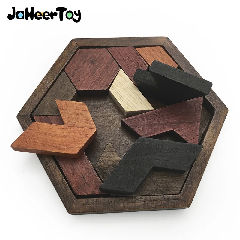 JaheerToy Tangram доска для головоломки головоломка геометрическая форма Детские деревянные игрушки для детей Монтессори развивающие игрушки