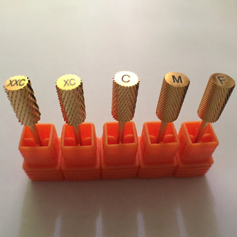

MAOHANG 10PCS/LOT Pro Gold tungsten Carbides nail drill bit tool eletric manicure cutter file for nail machine