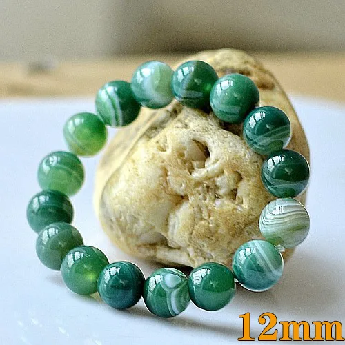 

Drop Shipping 6mm 8mm 10mm 12mm Natural Green Agate Beads Bracelets Fine Gemstone Elastic Line Bracelet Men&woman Gifts