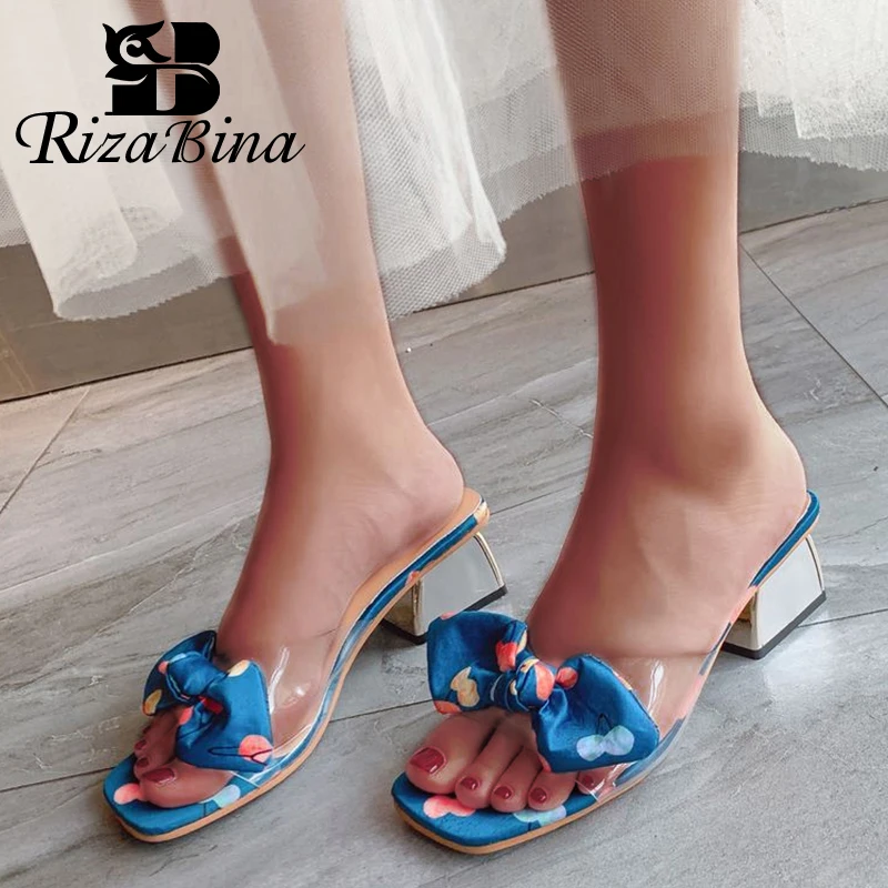 RIZABINA/Новое поступление женские босоножки модная летняя обувь с бантом шлепанцы