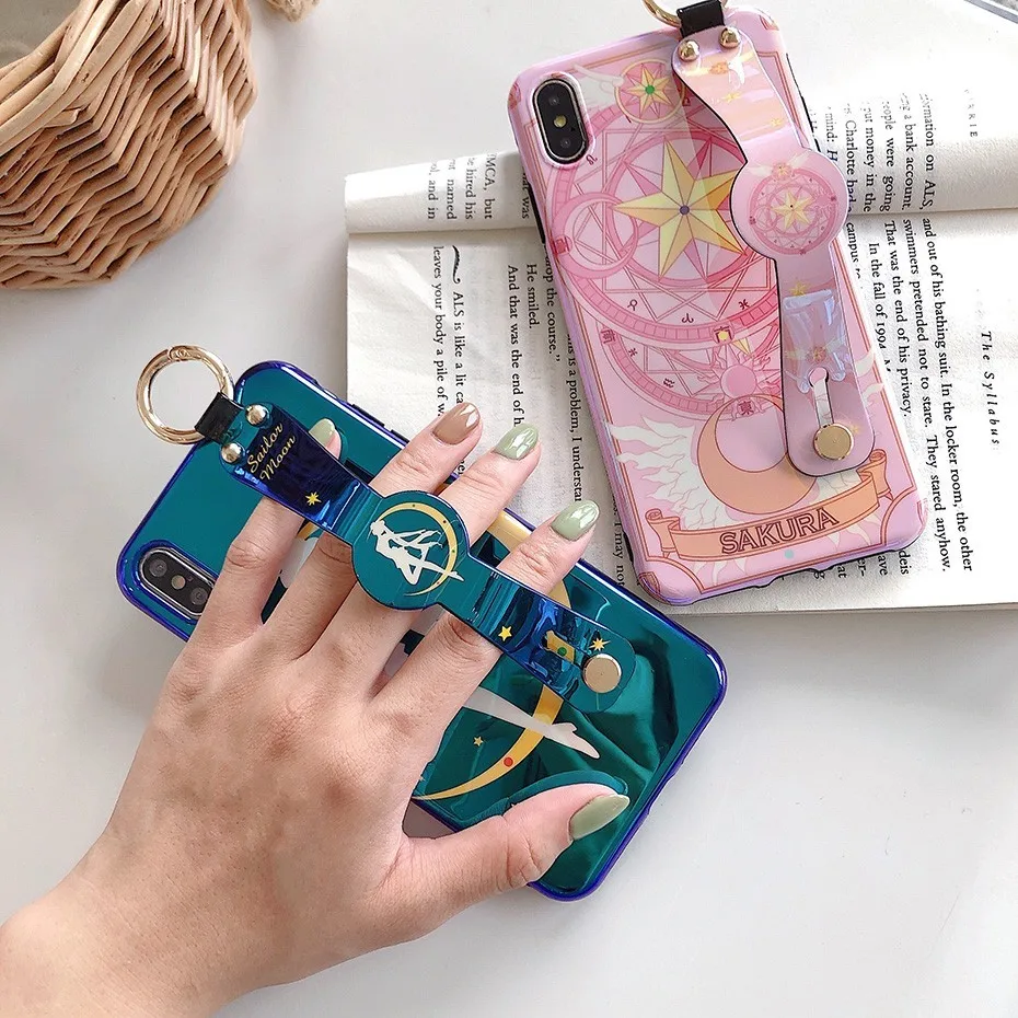 Чехол Sailormoon для iPhone 11 Pro XS Max XR X, милый кавайный чехол с Сейлор Мун Марс, подставка для телефона, чехол для iPhone 7, 8, 6, 6S Plus, Funda