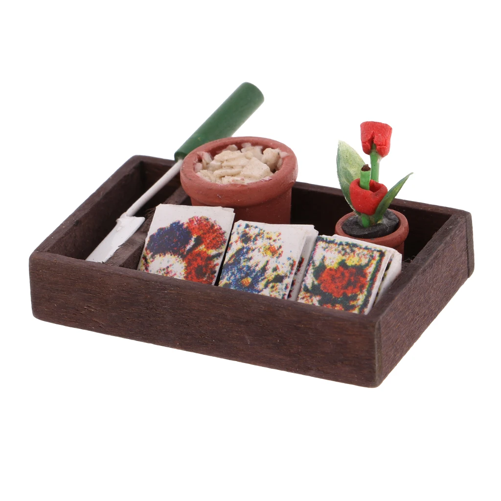 1/12 Dollhouse Miniature Furniture Wooden Box Horticulture Gardening Box Kit Flowerpot  for 1:12 DIY Dollhouse Accessories