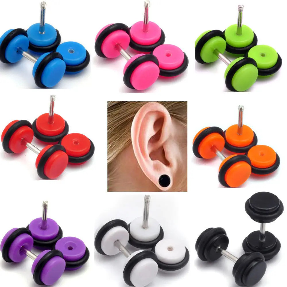 12PCS New Trendy Cheater Illusion faux fake Ear Plugs Gauges Taper