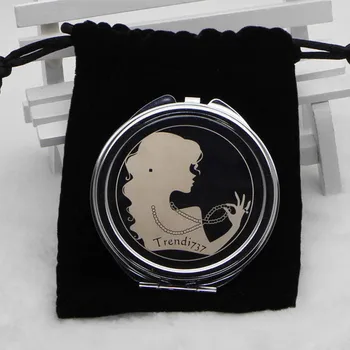 

Personalized Compact Mirror FREE Custom engraved Pocket Mirror Chrome Silver +Black Velvet Bag #18032 100 pieces/lot