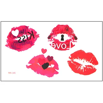 

New Waterproof Temporary Tattoo Sticker body art 10.5*6 cm kiss lip print tattoo Water Transfer fake flash tattoos make up