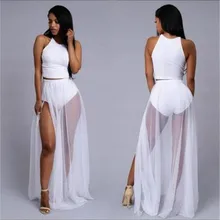 Сексуальная перспективная Женская сетчатая юбка с разрезом сбоку прозрачные пляжные юбки длинные макси юбки