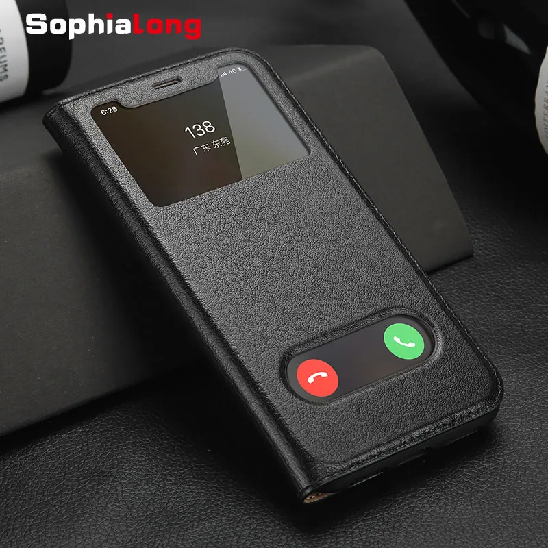 Чехлы SophiaLong для iPhone XS XR чехол из натуральной кожи X Max роскошный флип-чехол с