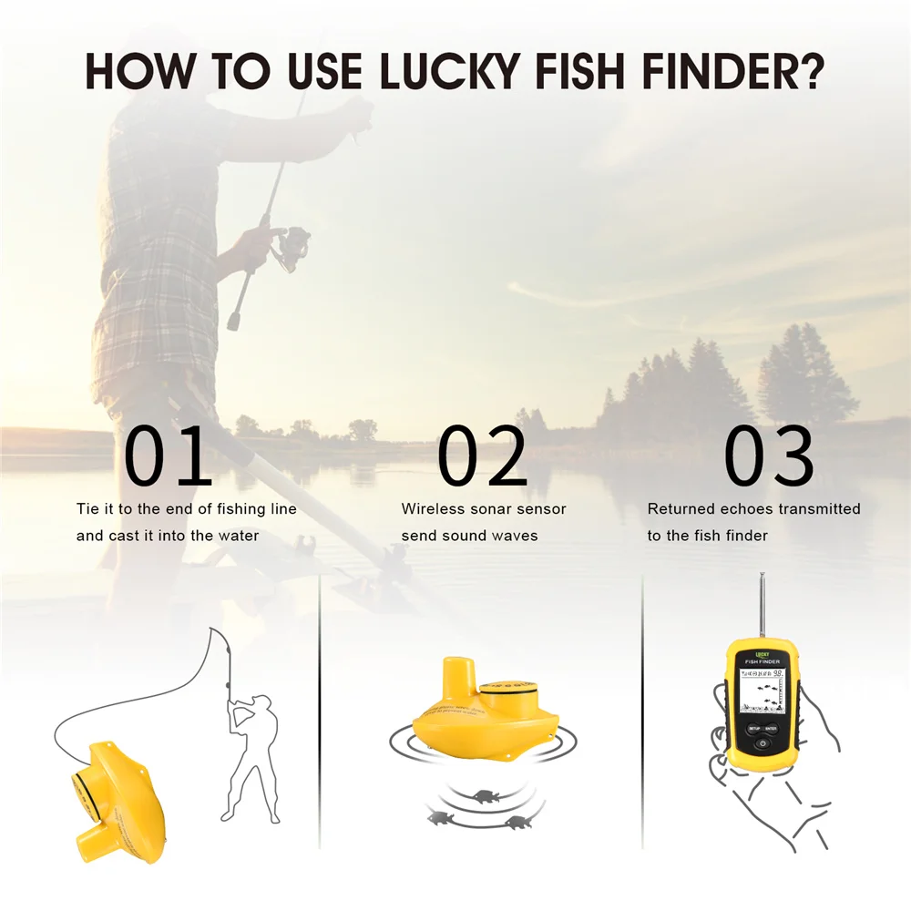 Эхолот Lucky эхолот беспроводное устройство для поиска рыбы на глубине 130 футов ЖК