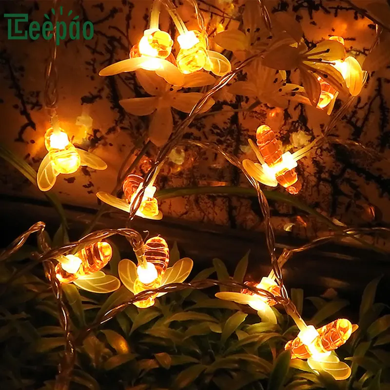 

10/20/40/80 Leds Solar Powered String Lights Honey Bee Fairy String Lights Decorative Fairy Light for Outdoor Garden Wedding