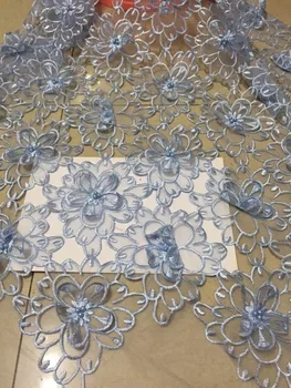 

Soft and fashion 3d flower embroidered tulle lace fabric L-42065 special french net lace fabric for party dress