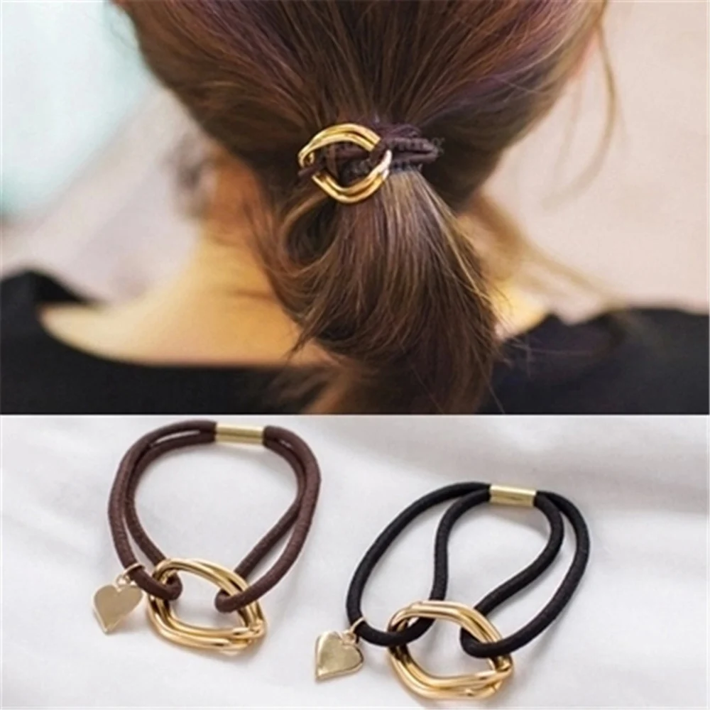 

1 PC New Simple Punk Style Elastic Hair Bands For Women Girls Scrunchie Metal Headband Hair Styling Accessories For Dropshipping