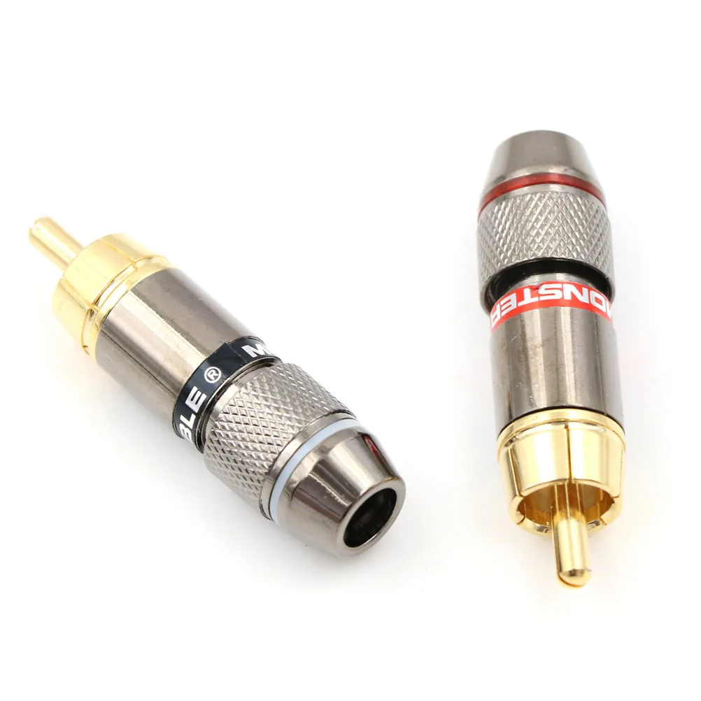 2Pcs Gold Plated RCA Connector RCA Male Plug Adapter Video/Audio Wire