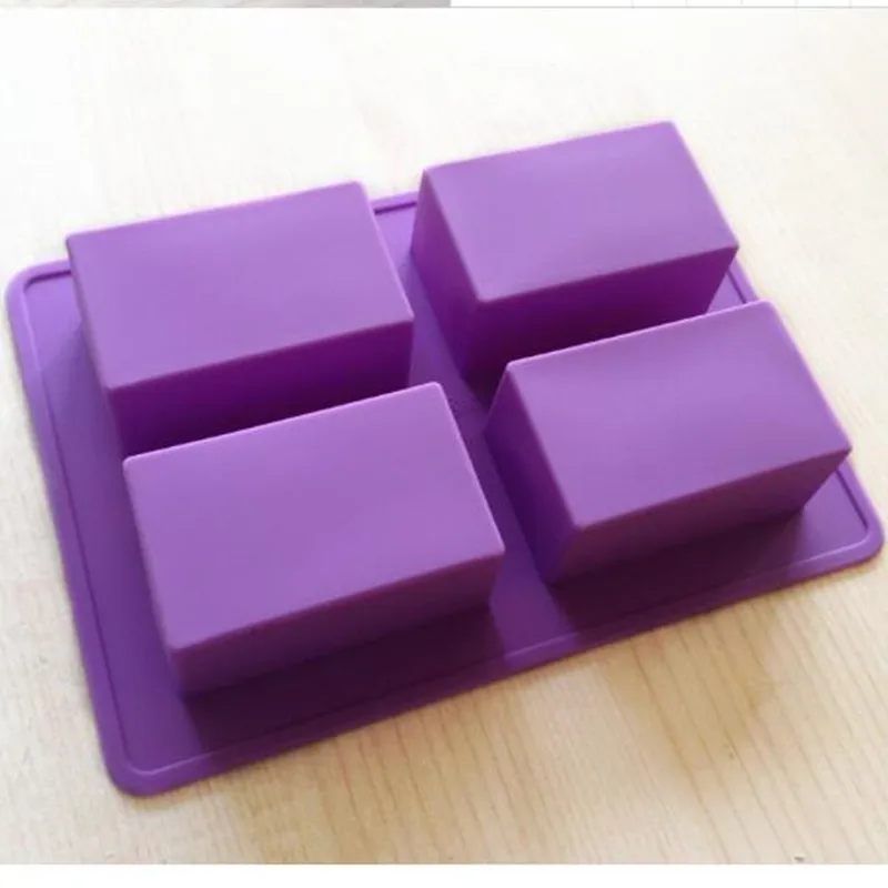4 отверстия квадратный Куб Силиконовые формы для мыла для DIY Маффин шоколадные формы желе ручной работы детский торт выпечки инструмент