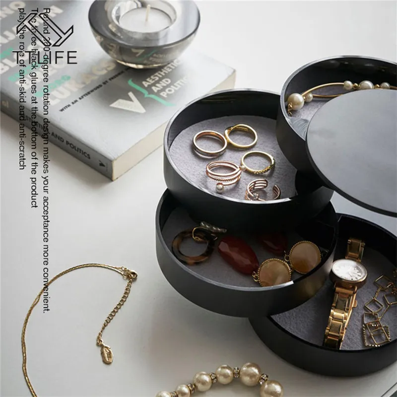 

TTLIFE 4 Layers Jewelry Storage Box 360 Degrees Rotary Holder Jewelry Organizer for Earrings Rubber Band Bracelet Item Organizer