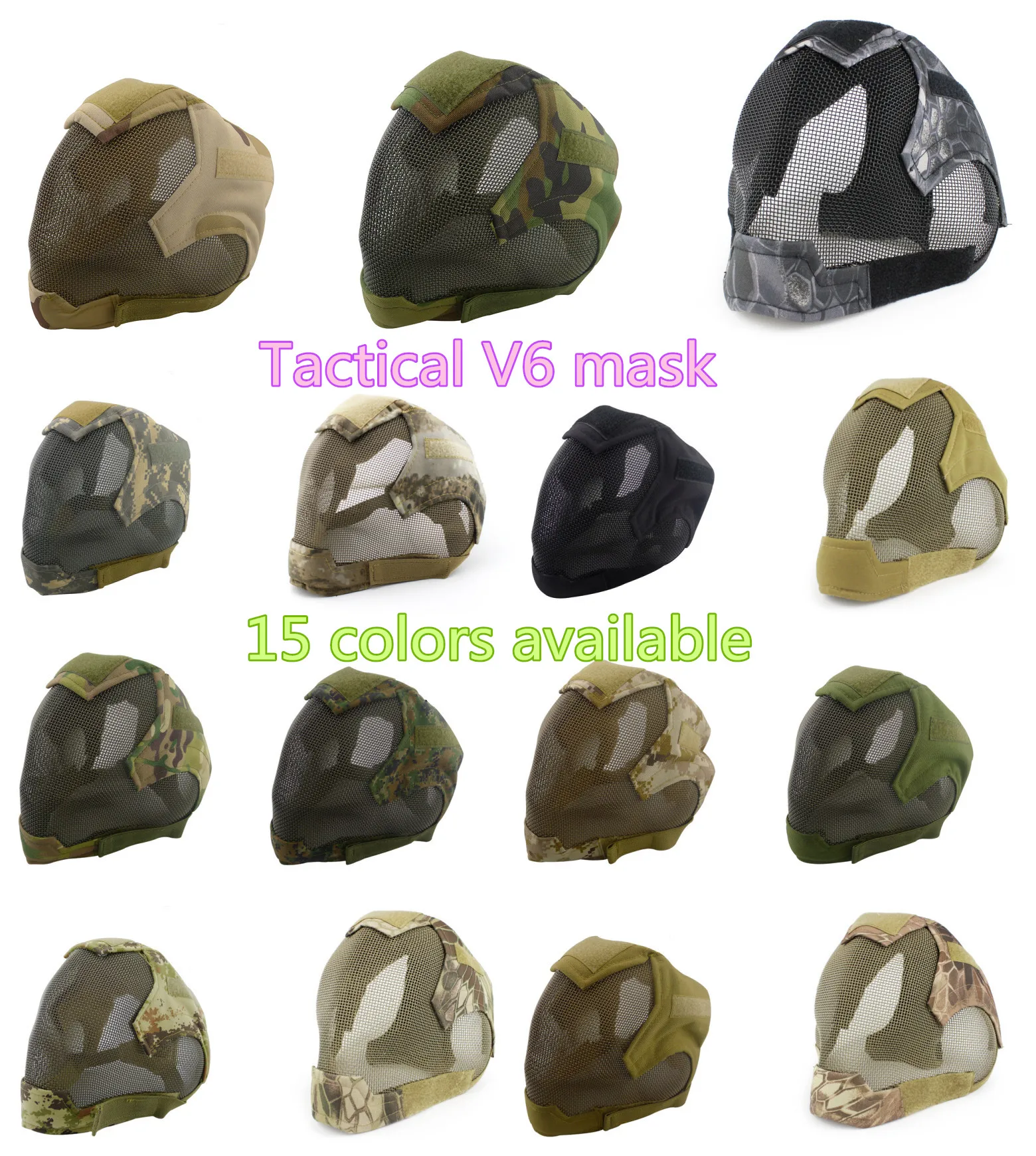 

2017 Military Airsoft Paintball Tactical Protection Steel Mesh Full Face V6 Keeper Multicolor Mask for Army Outdoor Fencing