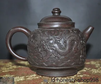 

Christmas old Chinese Yixing Zisha pottery master Hand carved Dragon Teapot tea pot maker Halloween