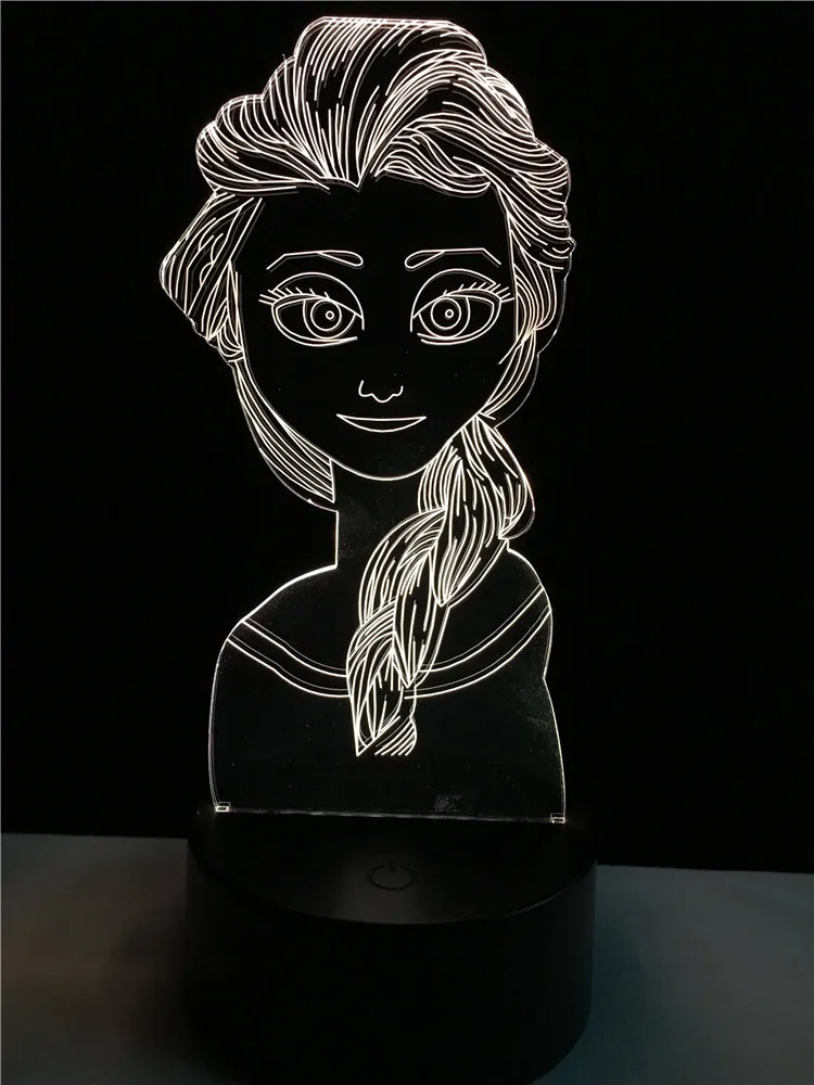 Мультфильм Принцесса Эльза ночник 3D светодиодный светильник девочка подарок на день рождения игрушка Новинка огни для детей ночник домашний декор
