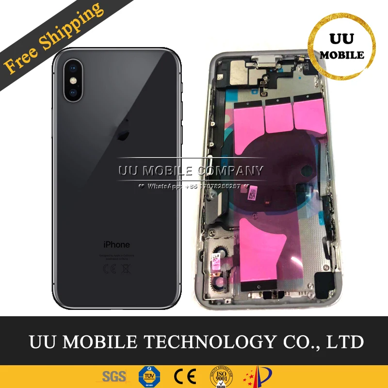 

Good Quality Replacement Chassis Full Housing for iphone X Back Cover with Flex Cable Middle Frame with Buttons+Card Tray+Tool