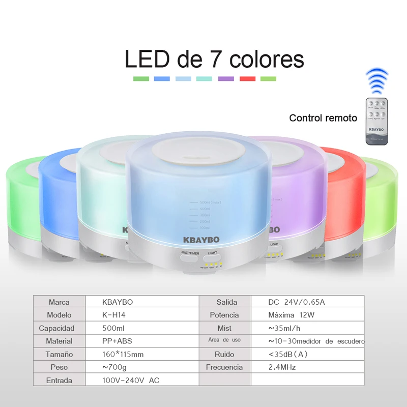 Skup 500ml pilot nawilżacz olejku aromaterapeutycznego rozpylacz zapachów z 7 kolorowymi lampkami LED olejku do dyfuzora