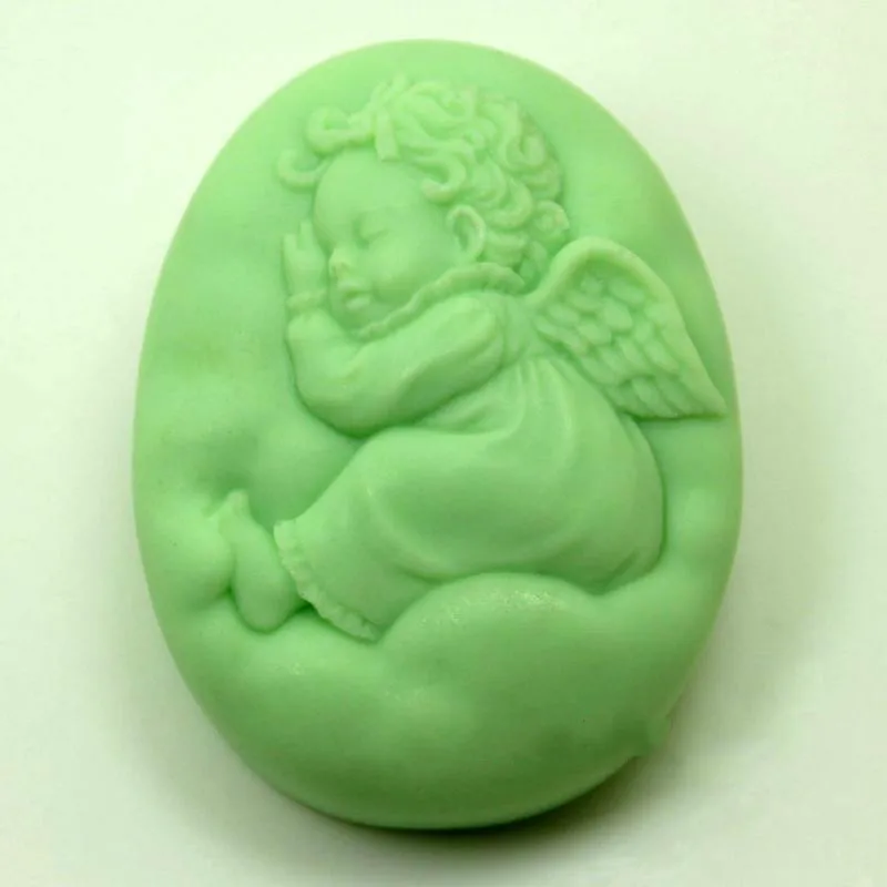 

Decorative small Angel Silicone soap mould die oval soap making silicon mold