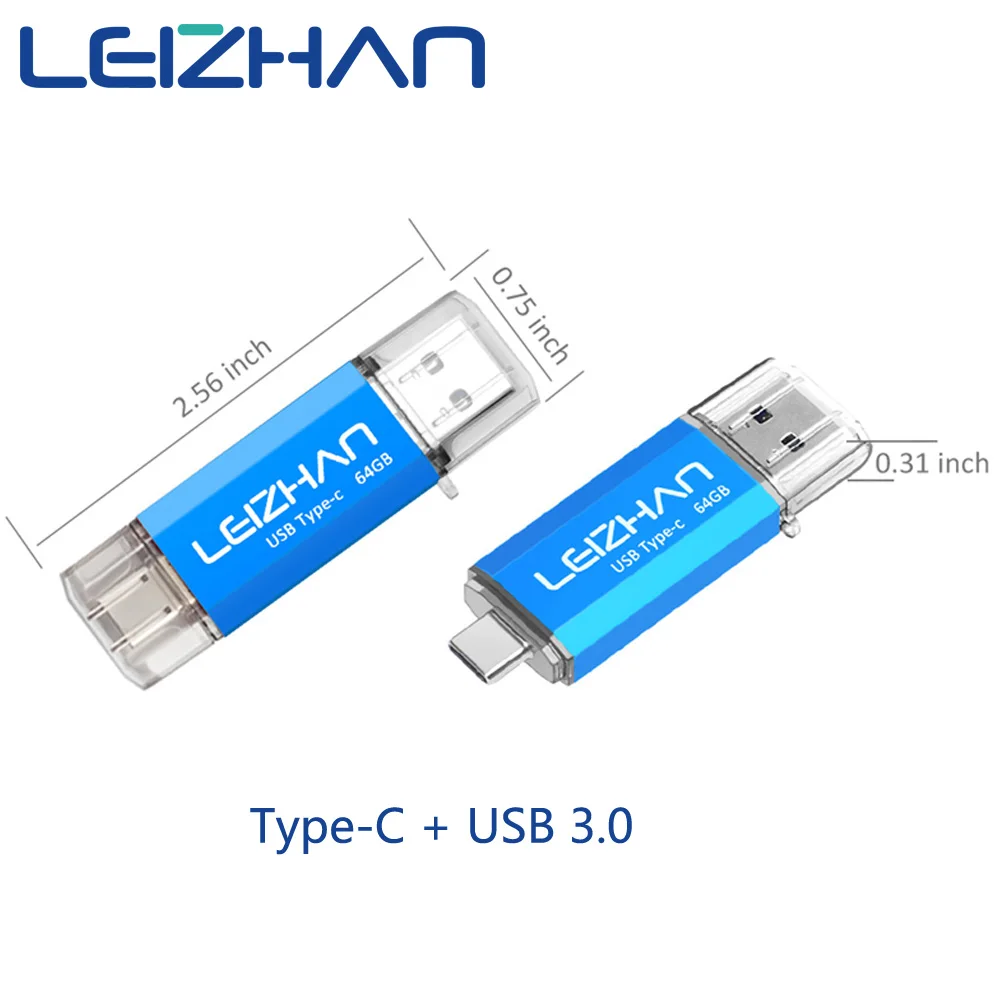 Leizhan OTG USB флэш накопитель type C Флешка 3 0 256 ГБ 128 Гб 64 32 16 для huawei P30 P20 samsung S10 S9 S8|USB