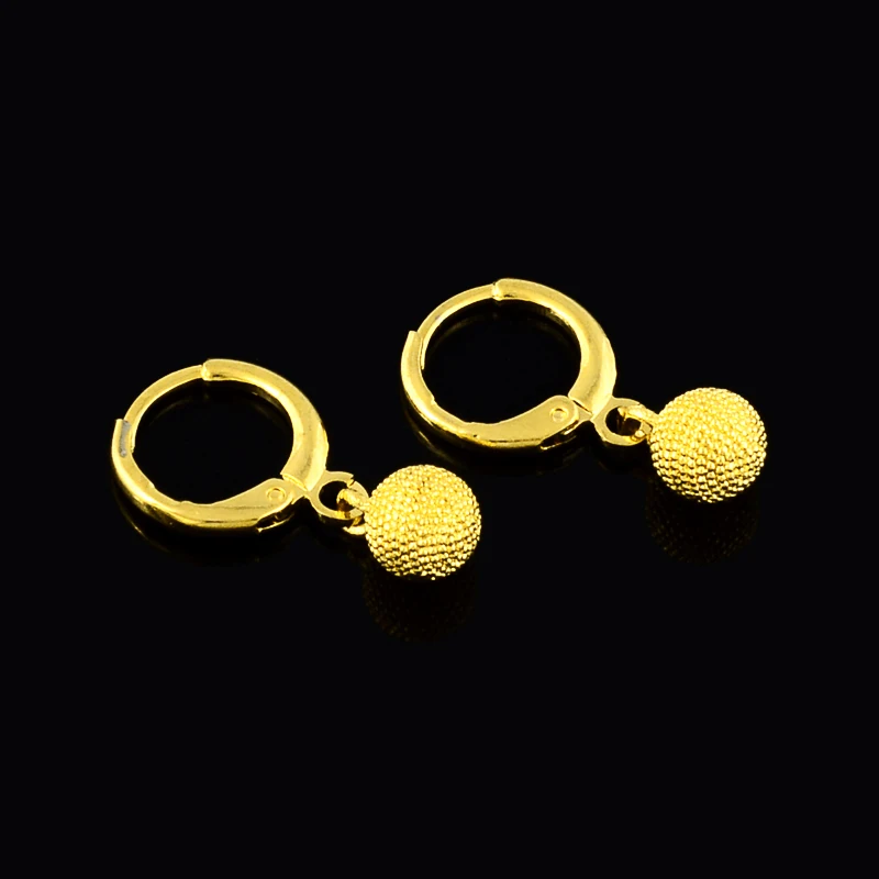 24K yellow Gold Plating Earrings Trendy Beads Ball charm Earrings for