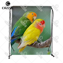 Красивая птица Lovebird стоящая на ветке индивидуальный принт нейлон ткань шнурок рюкзак Подарочный пакет из 4