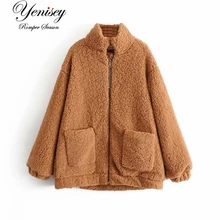 Ida 65-6108 Европейская и американская мода стиль ретро ягненка средней длины хлопок пальто