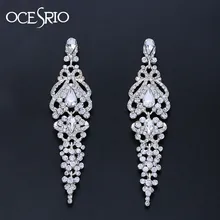 Pendientes de boda OCESRIO largos de cristal para novias, candelabro de plata, Pendientes colgantes, accesorios de boda, joyería de moda, ers-n58