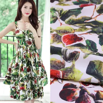 

off white color Figs printed 100% cotton fabric for women children clothing DIY sew,spring summer cotton poplin tissus au metre