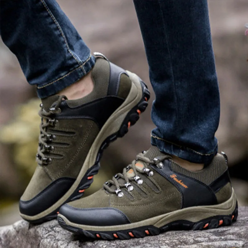 

OLOEYWaterproof Hiking Shoes For Men Suede Mountain Climbing Shoes Quality Outdoor Trekking Shoes Breathable Hiking Hunting Boot