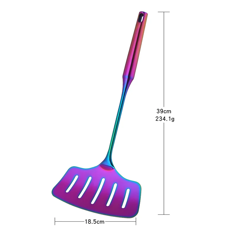 1 шт. нержавеющая сталь Радужная кухонная утварь с держателем набор инструментов для приготовления пищи Тернер ковш ложка для ресторана столовая посуда - Цвет: Big Turner