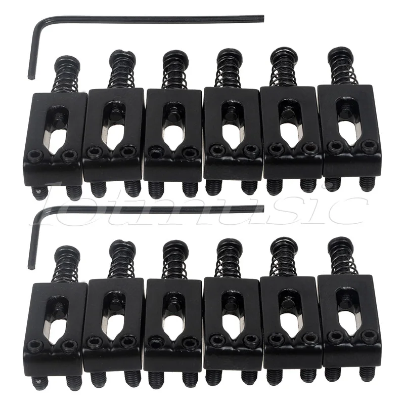 12pcs Black Metal Guitar Bridge Saddles fits For Strat Tele Replacement Tremolo | Спорт и развлечения
