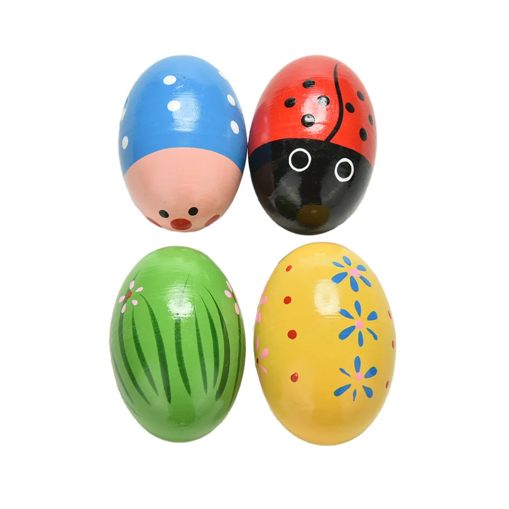 1pcs Wooden Sand Eggs Instruments Percussion Musical Toys Color Randomly afbeelding
