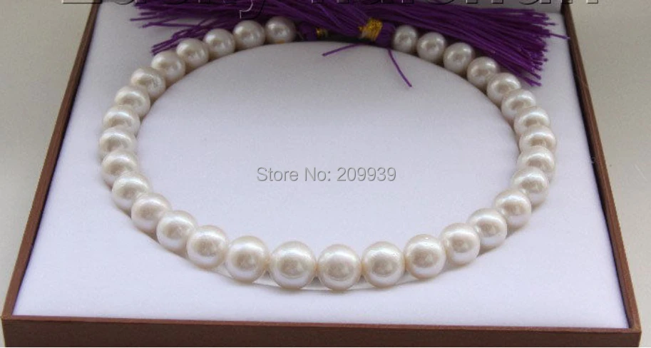

huij 002814 NATURAL 17" 15MM ROUND WHITE SOUTH SEA PEARL NECKLACE ROLLED GOLD CLASP