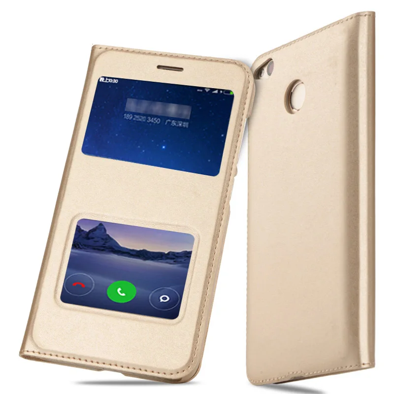 

For Xiaomi Redmi 4X case Open View Window Flip Leather Cover PU and PC Hard Case for Xiaomi Redmi 4X Pro cases