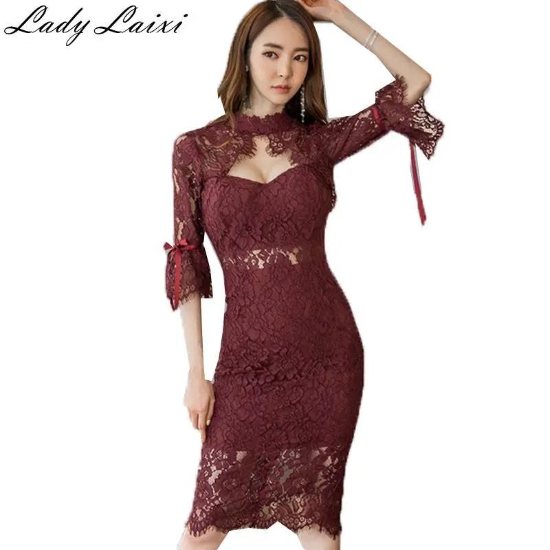 Платье С Кружевными Расклешенными Рукавами Купить