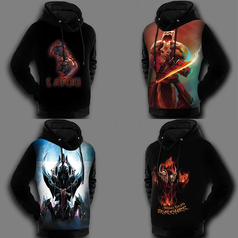  12 Styles Winter Super Warm Fleece Lined 3D Print Dota2 Sweatshirt Coat Pullover Jacket Dota 2 Hood