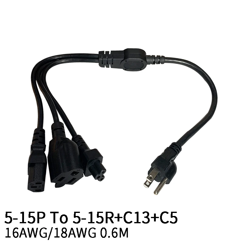 0 6 м 16AWG США 5-15P к C13 + C5 5-15R Япония Nema Plug 3 Pin нам IEC320 провод удлинитель кабеля питания
